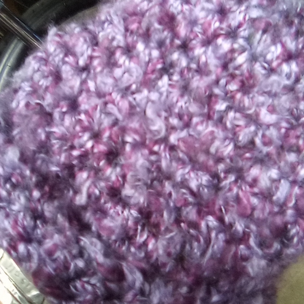 Hand Knitted Purple Beanie and Infinity Shawl - Picture 10 of 12